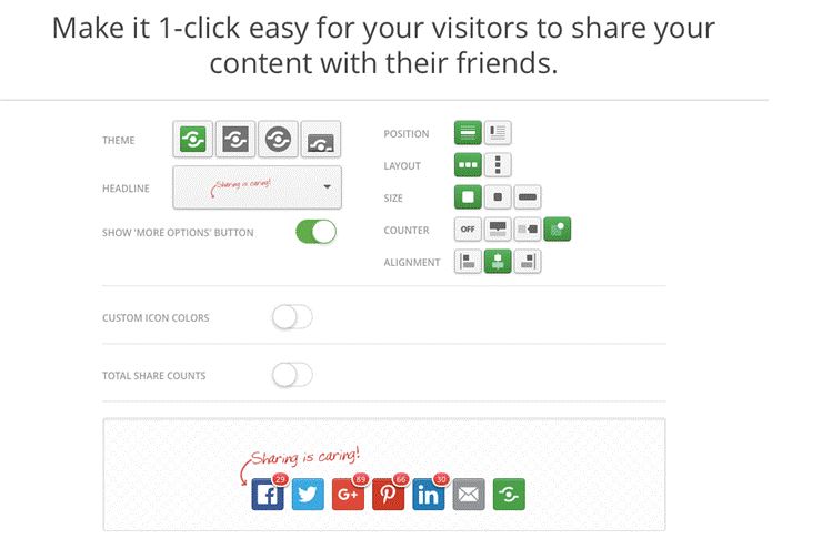 Cool sites like Shareaholic make creating your own sharing buttons super breezy.