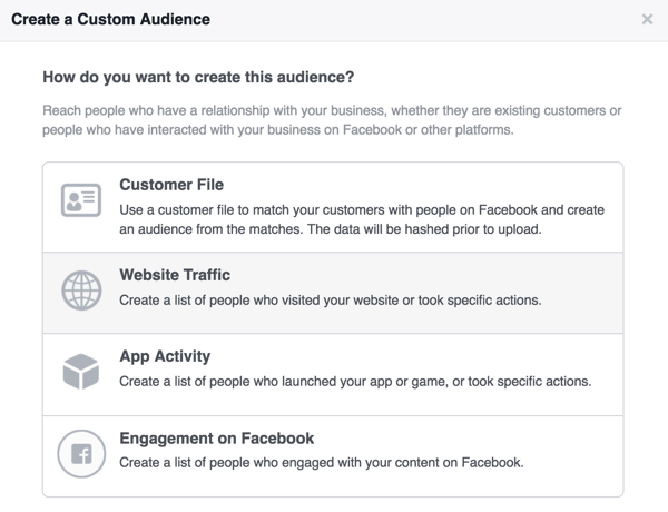 facebook custom audience website traffic