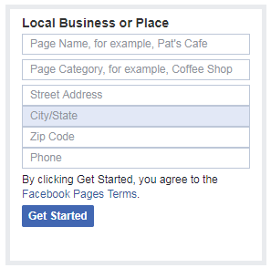 Facebook business information initial