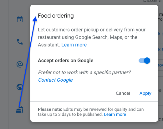 Insight Top4 - Food Ordering Tab on Google