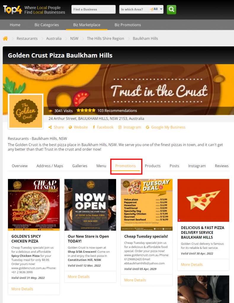Golden Crust Pizza business profile