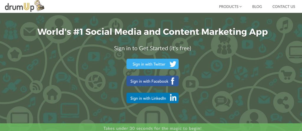 Social Media and Content Marketing App DrumUp
