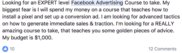 facebook advertising course