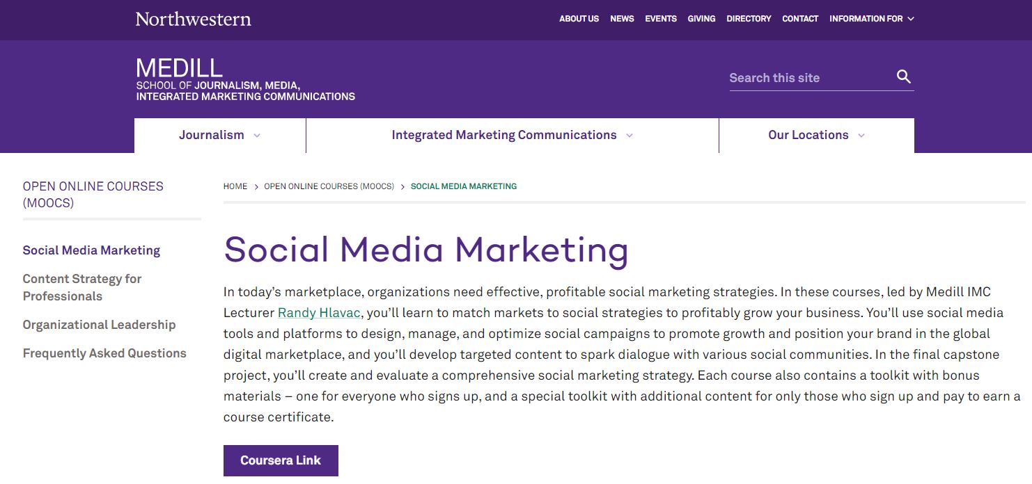 social media marketing northwestern