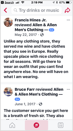 facebook local review