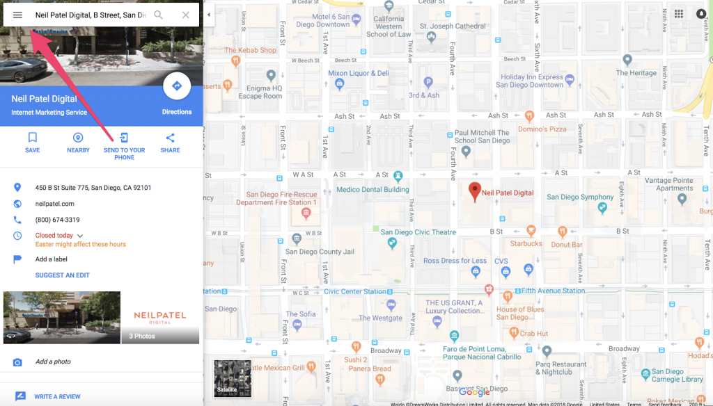 google maps listing