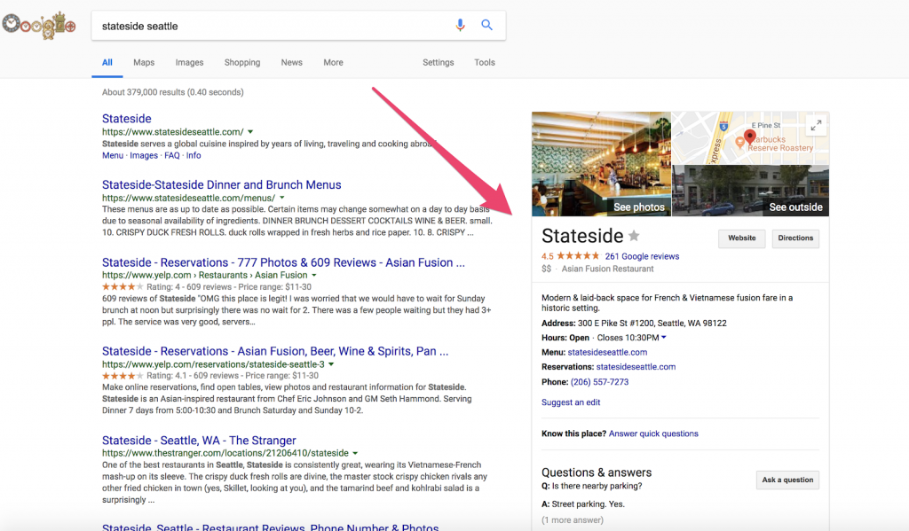 google my business snippet