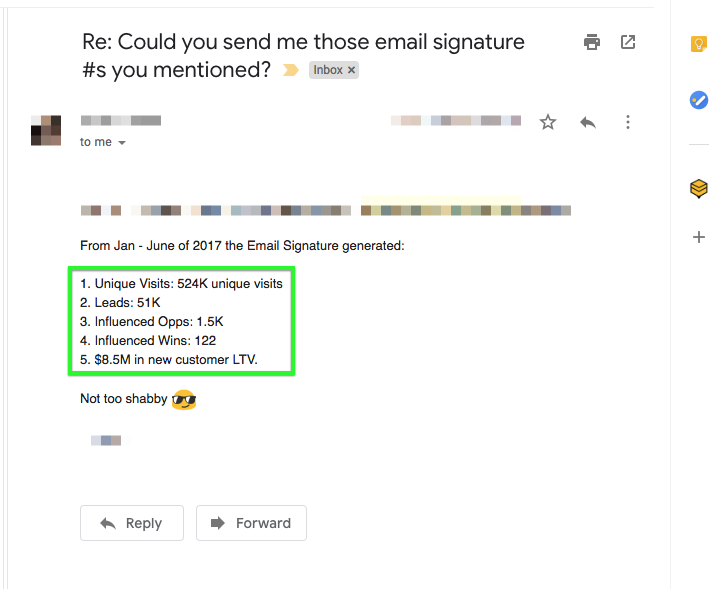 email signature unique visits
