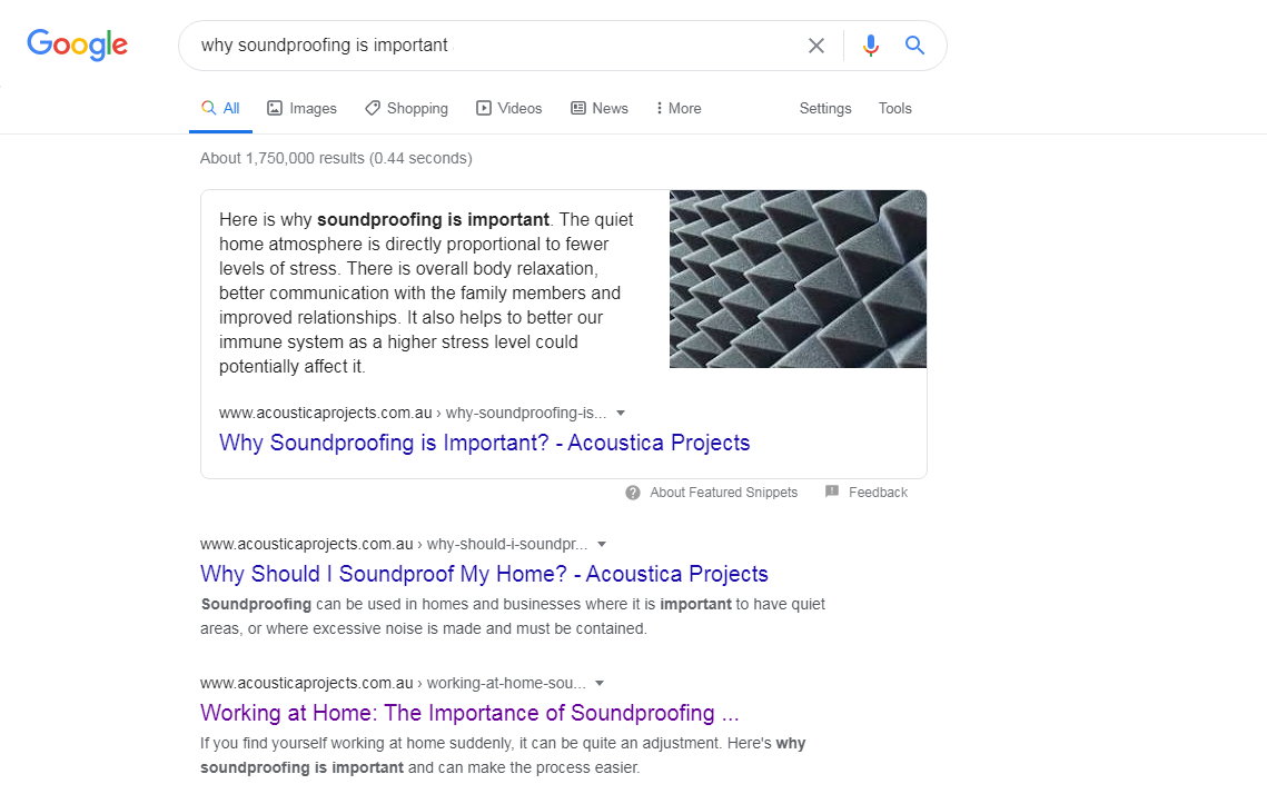 acoustica projects - featured snippets