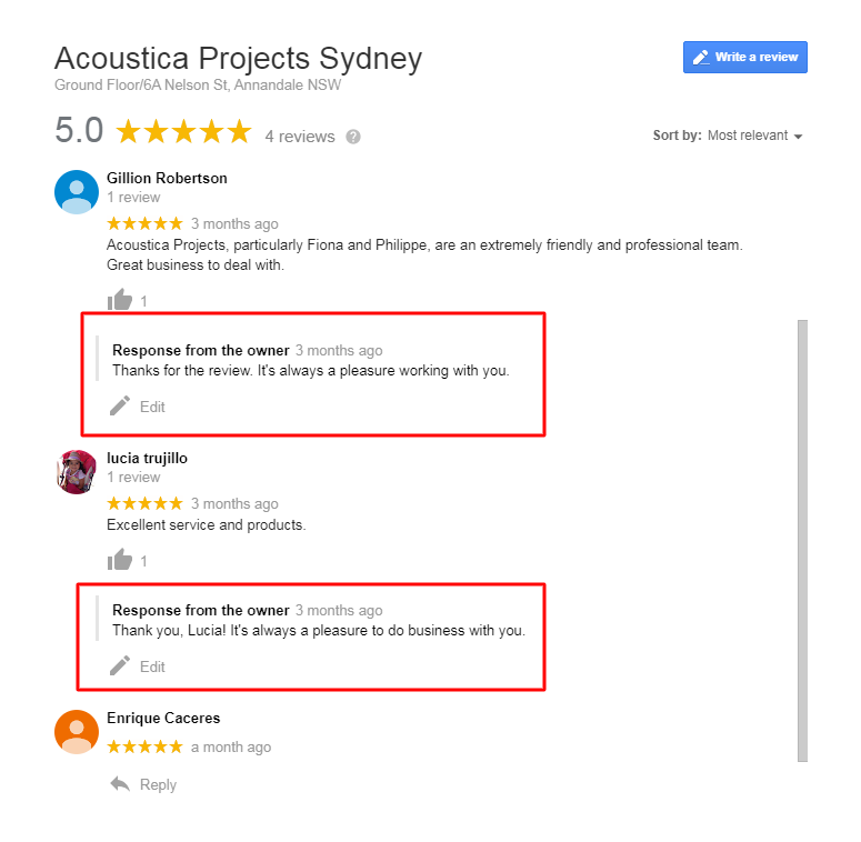 Acoustica - Google My Business - Top4