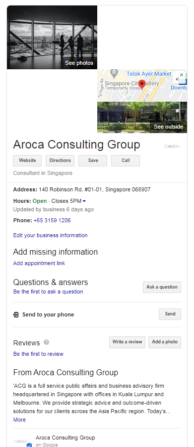 Aroca Consulting - Google My Business Schema Markup - Top4 Marketing