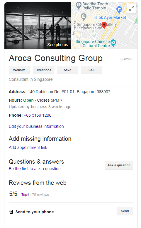 Aroca Consulting - Google My Business