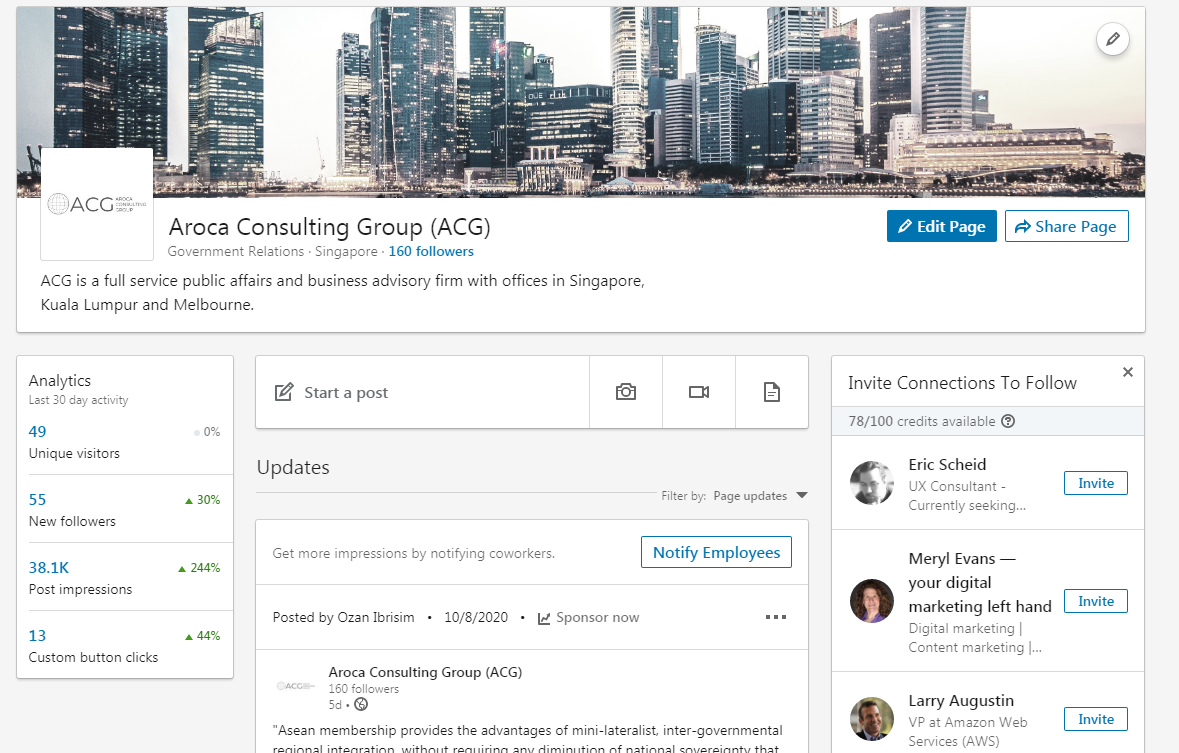 Aroca Consulting - LinkedIn page - Top4 Marketing