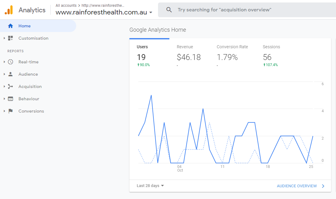 Rainforest Health - Google Analytics - Top4 Marketing