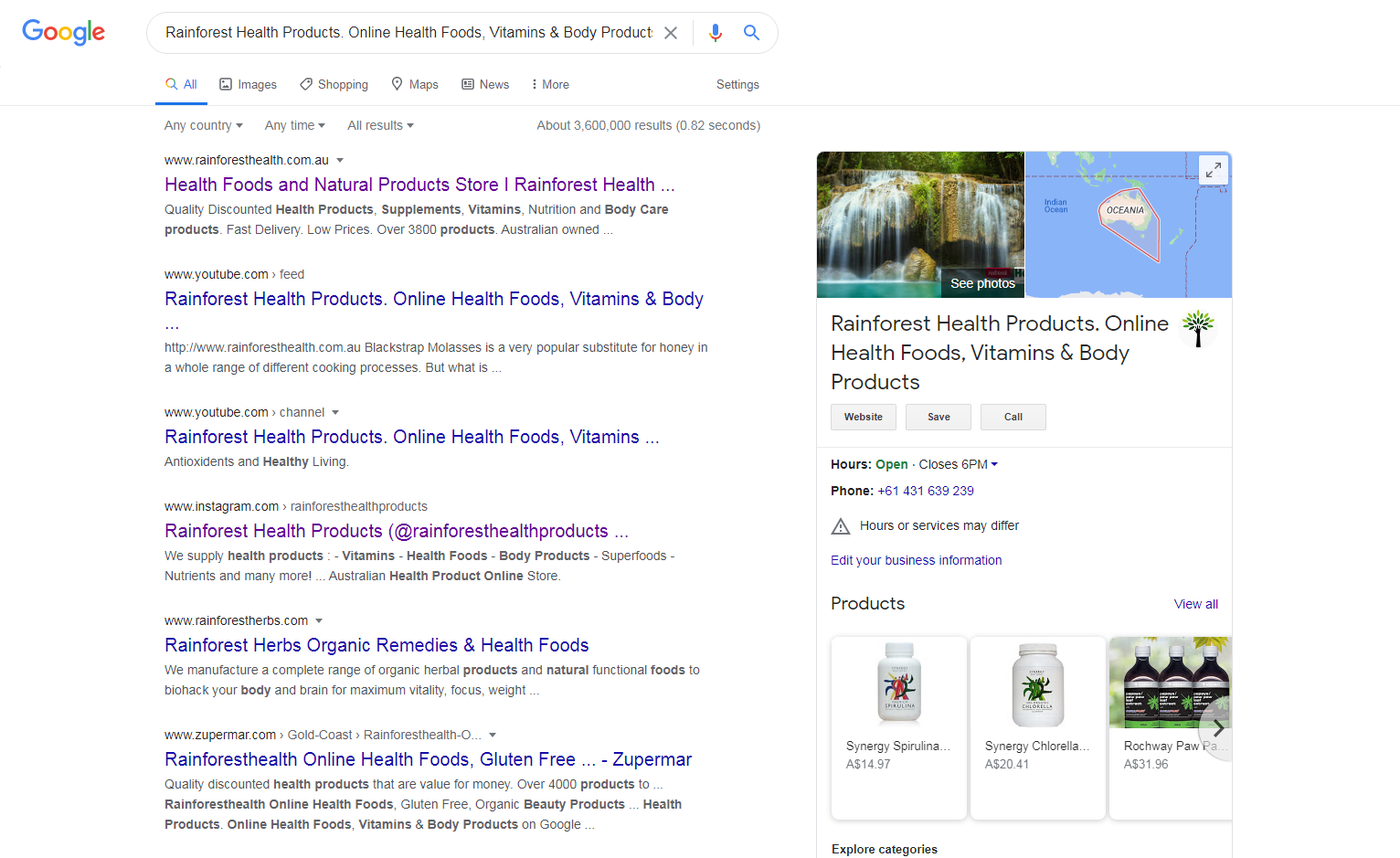 Rainforest Health Products - Google My Business - Top4 Marketing