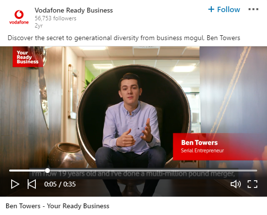 Vodafone - LinkedIn Video Ads - Top4 Marketing