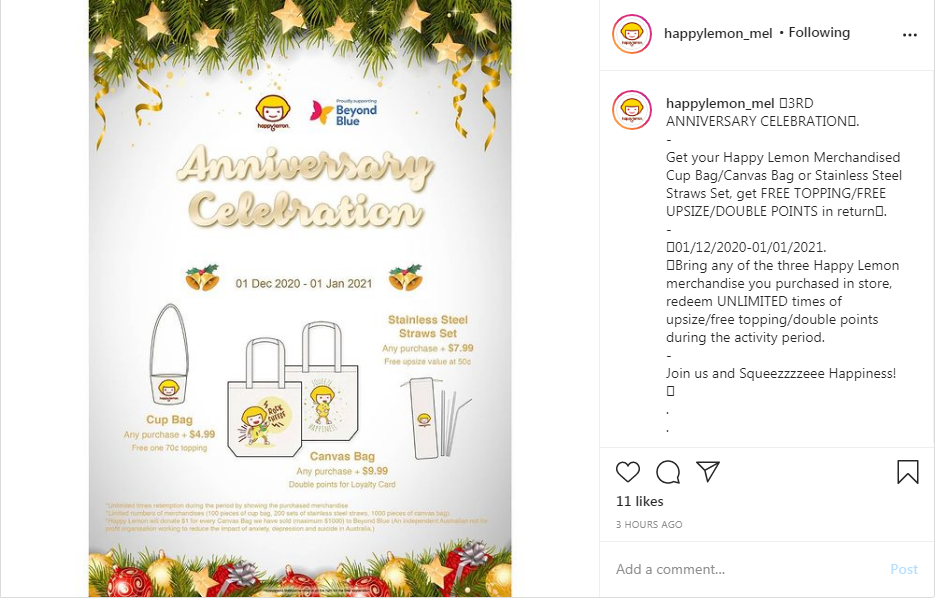 Giveaway on Instagram - December Marketing Ideas - Happy Lemon Melbourne - Top4 Marketing