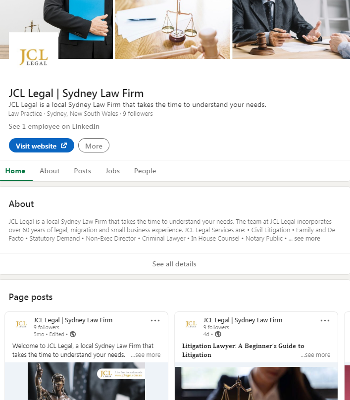 JCL Legal - LinkedIn page - Top4 Marketing