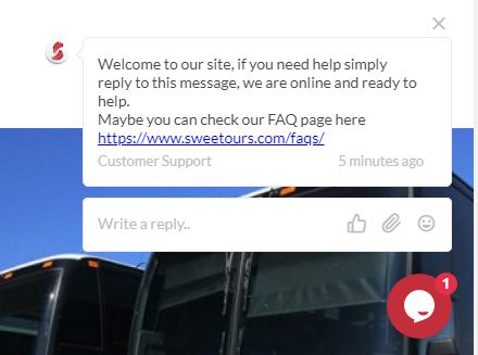 Live Customer Support on Website - Sweetours - Top4 Marketing