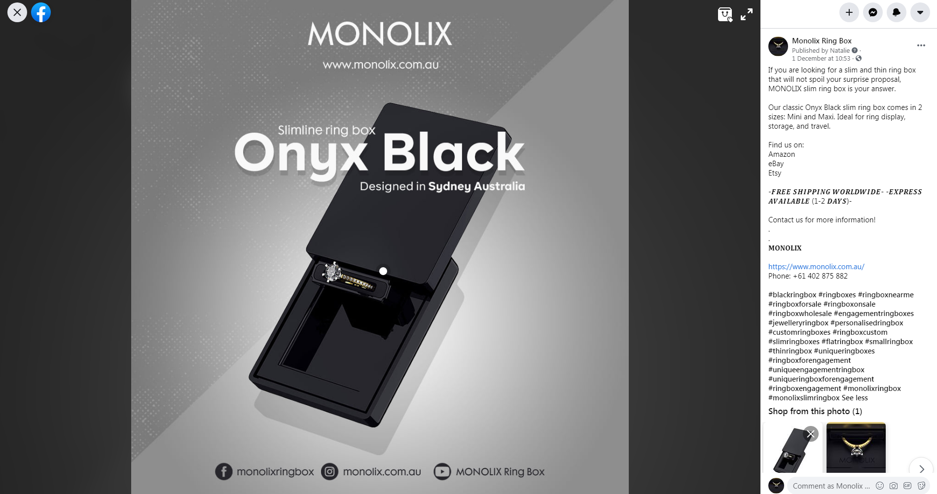 Monolix Ring Box Facebook Page - Social Media Marketing - Top4 Marketing