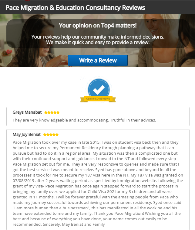 Pace Migrations - Ratings and Reviews - Top4 Marketing