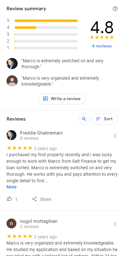 Salt Finance - Google My Business Reviews - Top4 Marketing