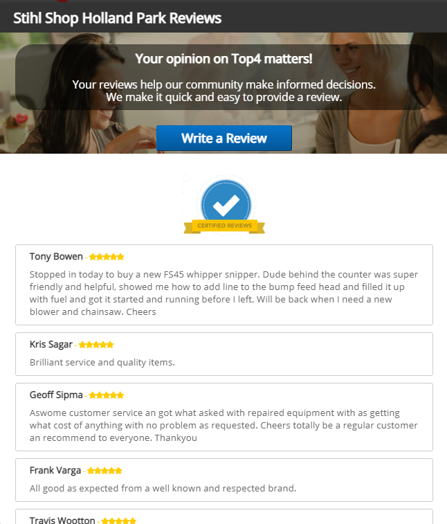 Stihl Shop Holland Park - Online Reviews - Top4 Marketing