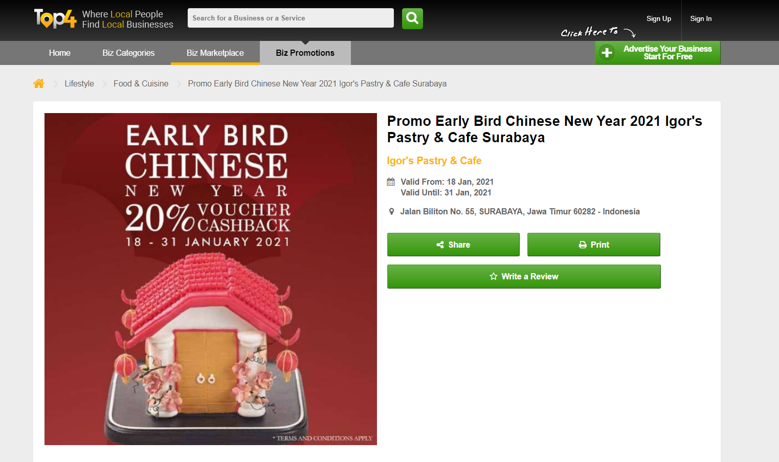 Early Bird Chinese New Year Promotion - Igor's Pastry & Cafe - Top4 Marketing