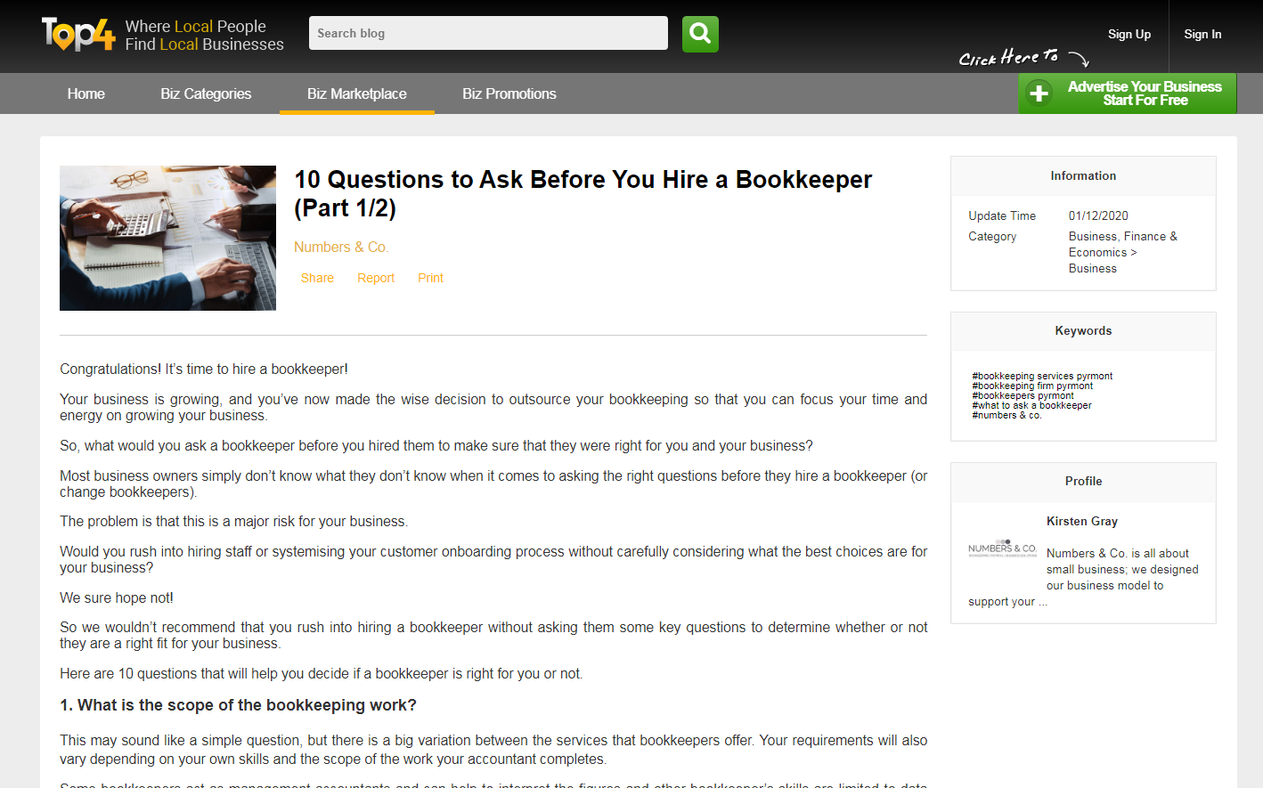 Questions to ask before hiring a bookkeeper - Top4 Press Release - Top4 Marketing