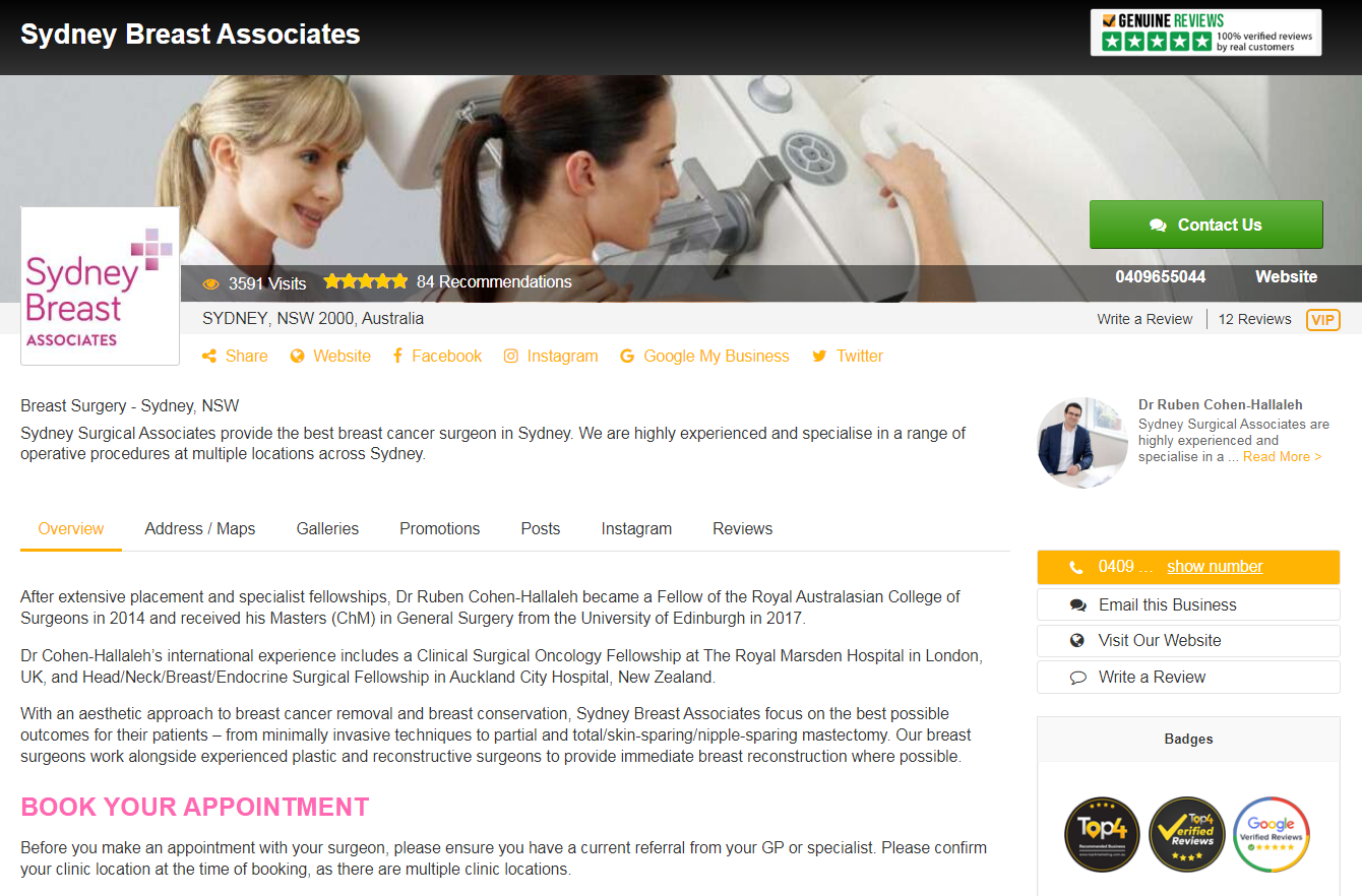 Sydney Breast Associates - Top4 Local Microsite - Top4 Marketing