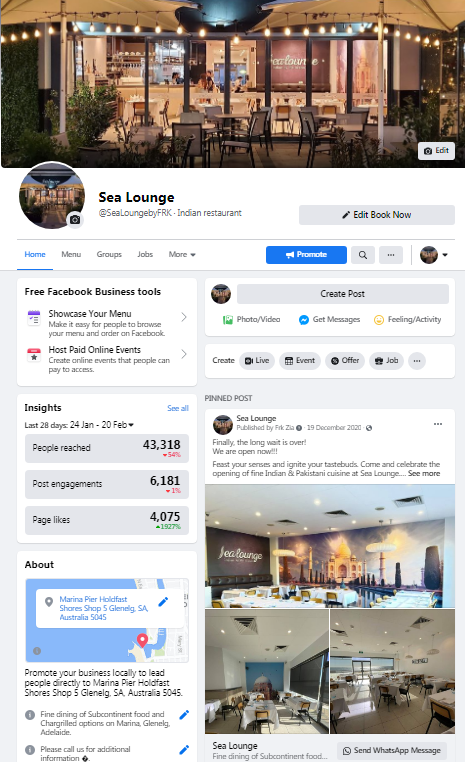 Sea Lounge - Facebook - Top4 Marketing