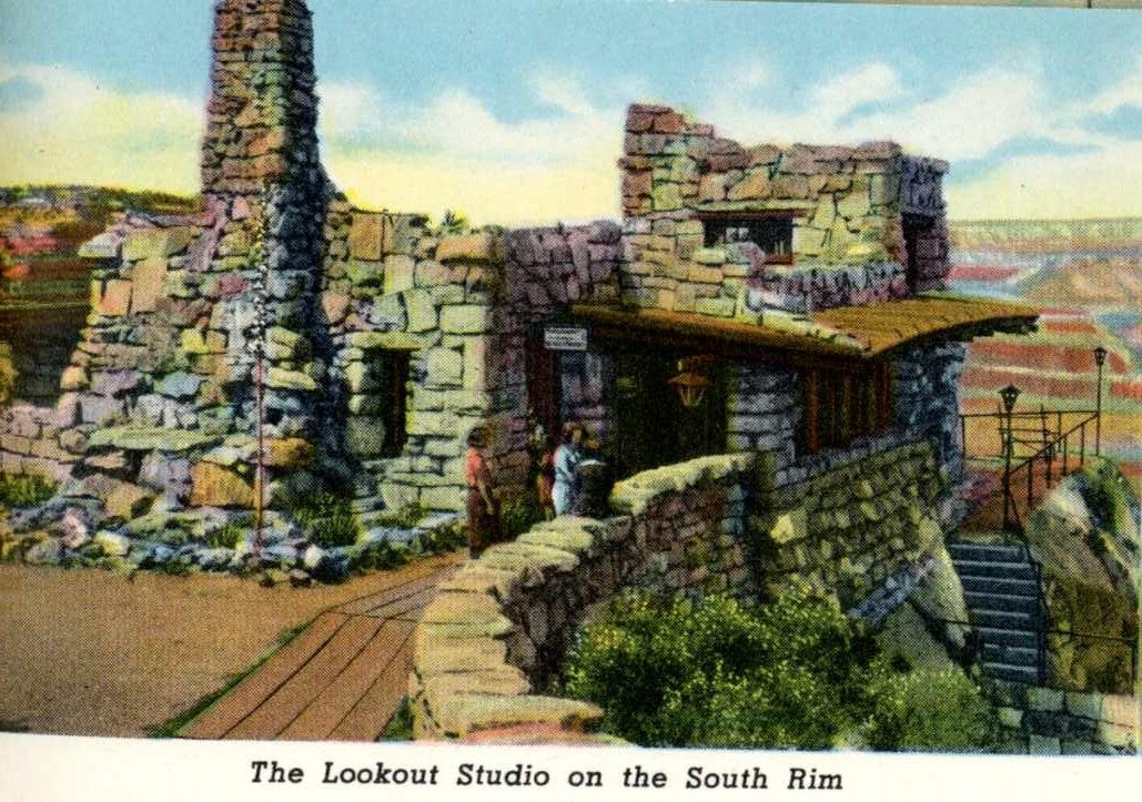 Lookout Studio postcard. Mary Colter's Lookout Studio Lookout Studio postcard. Mary Colter's Lookout Studio
