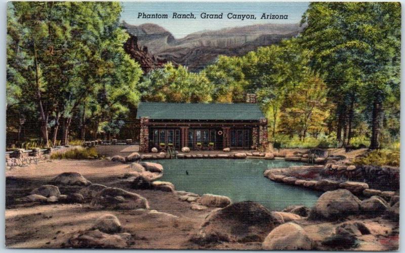 Phantom Ranch postcard. Mary Colter's Phantom Ranch.