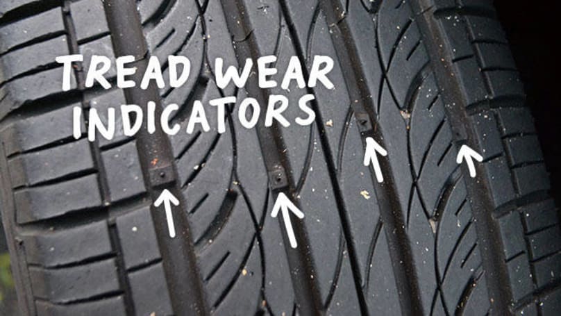 Car tyres tread wear indicators