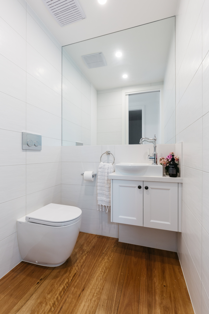 White powder room ideas in Macquarie Park