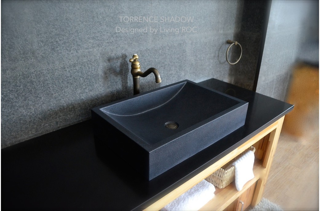 Black granite countertop and a black granite basin - Ideal Bathroom Centre