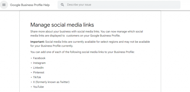 Social media link GBP