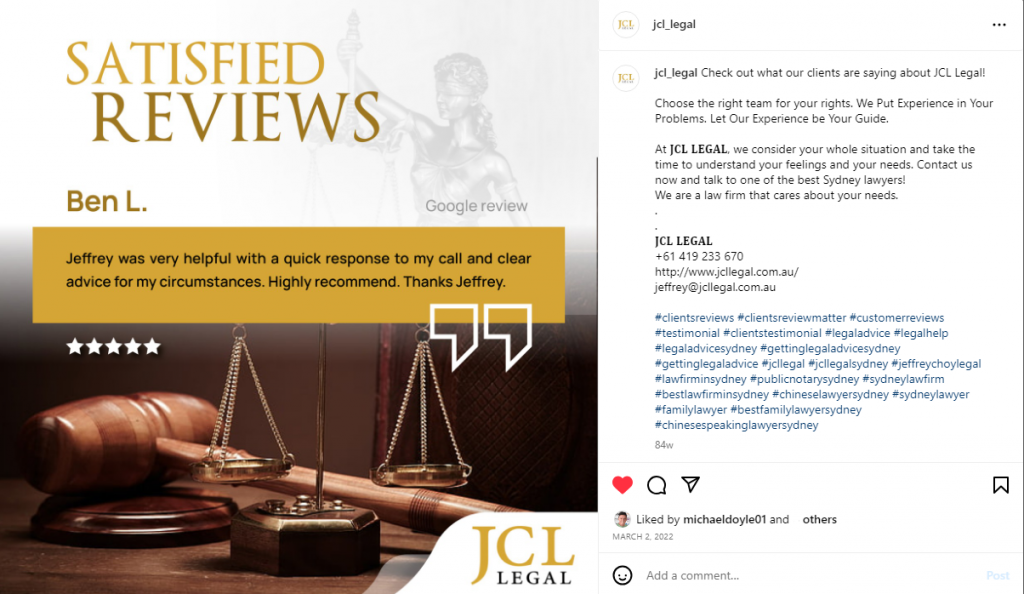 JCL Legal Instagram